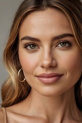 Obraz premium Close up portrait of a young stunning girl with trendy outfit.beauty and fashion concept