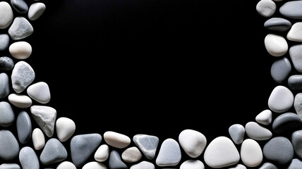 Obraz premium Stones on a black background mockup with space for text
