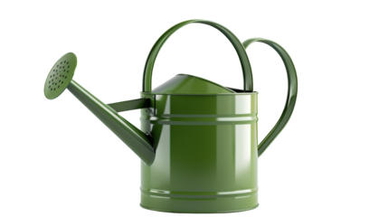 Green watering can isolated transparent background