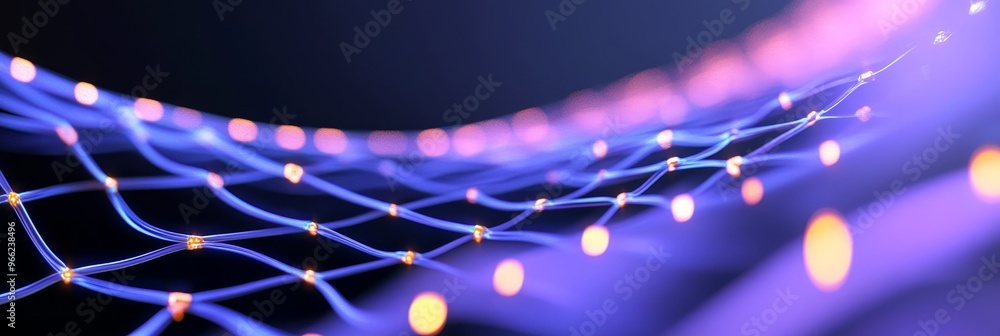 Poster a mesmerizing abstract background featuring a grid of glowing lights in purple and pink hues. the li