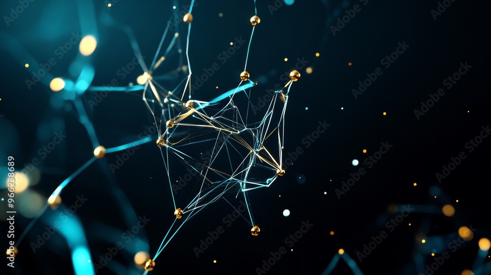 Poster a mesmerizing abstract network of glowing points and lines, symbolizing connection, technology, data