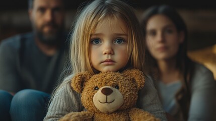 Child Caught in Family Conflict with Arguing Parents