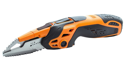 Naklejka premium Orange and black electric knife tool isolated transparent background