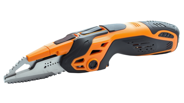 Orange and black electric knife tool isolated transparent background