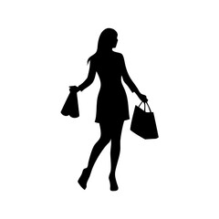 silhouette of a woman with shopping bags