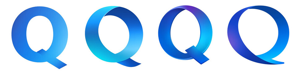 Alphabet Q, Blue Gradient, Logo design, alphabet,  isolated on a transparent background