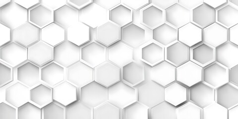 Fototapeta premium Abstract white 3D render hexagonal geometric structure background. 3d pattern structure cell backdrop design