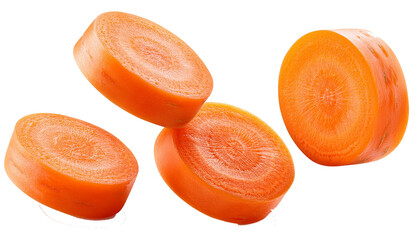 Falling carrot isolated on white background, full depth of field
