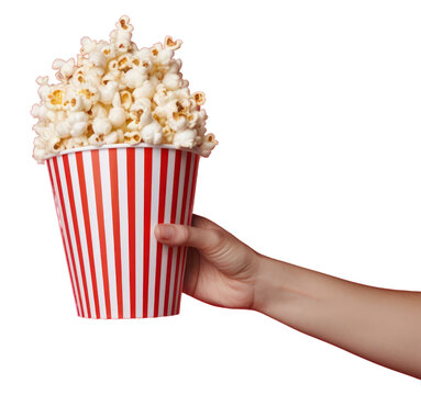 PNG Hand holding popcorn snack food freshness.