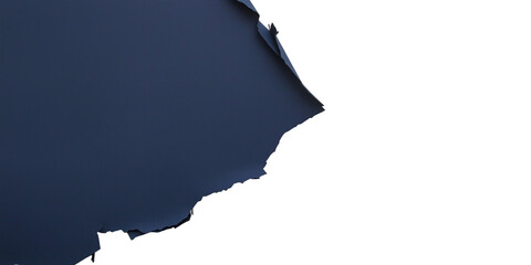 ripped navy blue paper corner isolated on transparent background