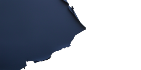 ripped navy blue paper corner isolated on transparent background
