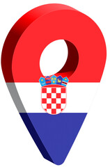 Croatia flag pin map 3d render geotag