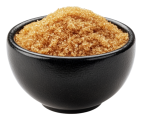 PNG Brown sugar in a black bowl on a white background