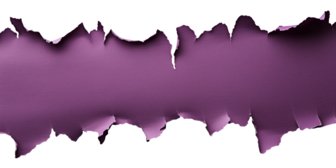 Ripped purple paper isolated on transparent background