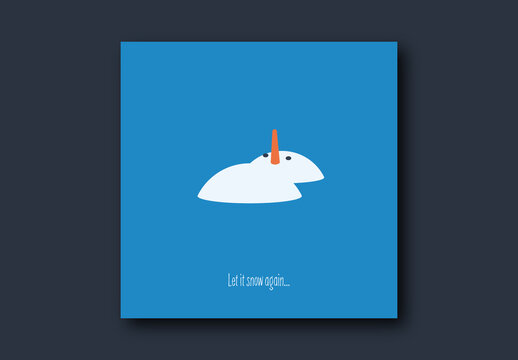 Christmas Card Template with Snowman in Water