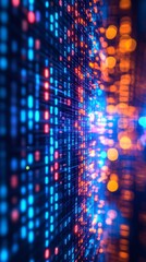 Obraz premium Digital Symphony Vibrant Binary Code Streaming Down