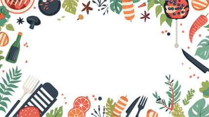 Barbeque doodle banner vector poster