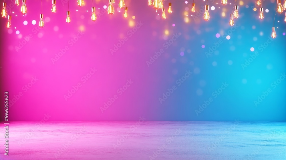 Poster a vibrant product display background featuring a white platform set against a backdrop of a pink and