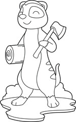 Meerkat Lumberjack Axe Animal Vector Graphic Art Illustration