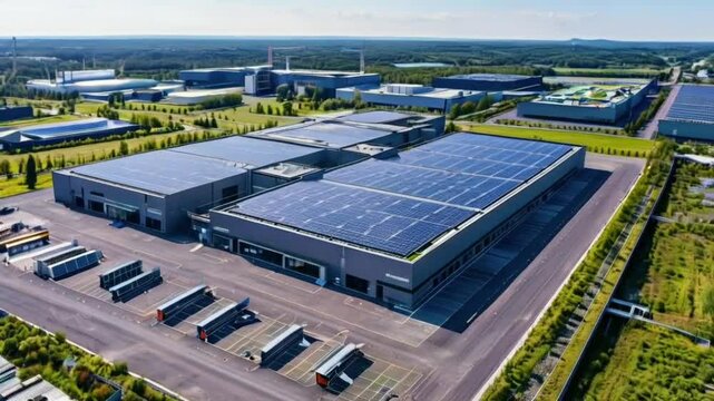 Industrial Complex with Solar Panels