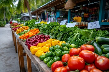A colorful farmer&acirc;&euro;&trade;s market, offering organic fruits, vegetables, and herbal remedies that promote a holistic approach to health