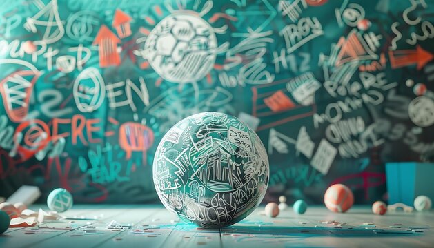 Doodle art concept of creative ideas innovation with a paper ball, capturing imaginative thinking