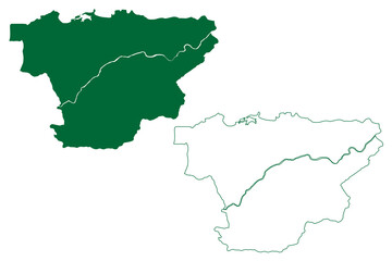 Obraz premium Burhanpur district (Madhya Pradesh State, Indore division, Republic of India) map vector illustration, scribble sketch Burhanpur map