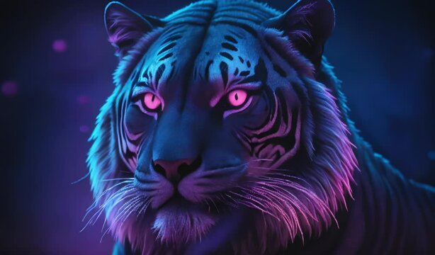 "Mystical Tiger in Neon Lights"