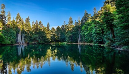 reflection of trees in the lake