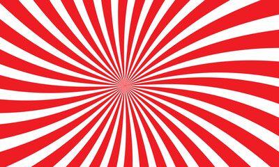 Circus background and spiral retro rays vector pattern. Vintage poster of red and white sun or star explode radial lines, circus, carnival, summer fair or tent background. Vector illustration eps 10