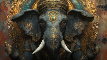 A striking blend of Indian civilization's beauty and history, showcased on an ornate background with detailed, vibrant designs and rich symbolism.