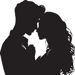 silhouette of couple kissing