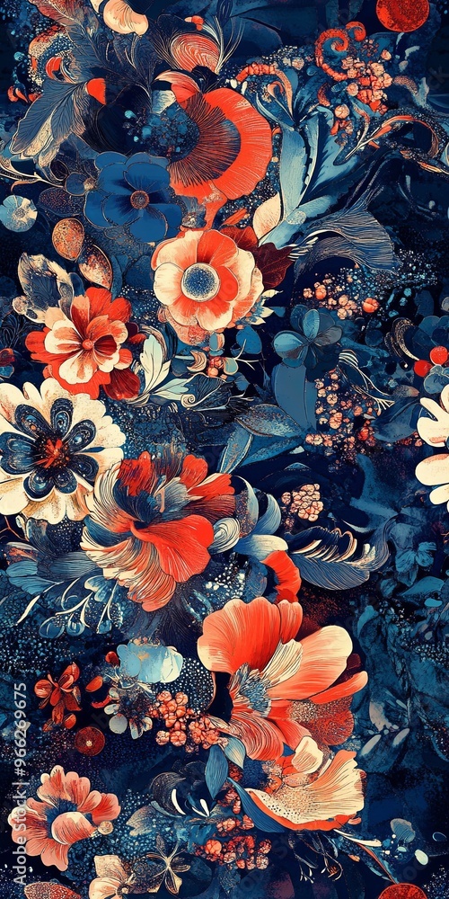 Poster an elaborate floral pattern bursting with color ideal for creating stunning backgrounds