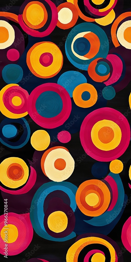 Poster a vibrant pattern of colorful circles offers a dynamic design for various uses