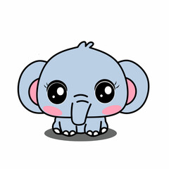 Baby elephant cute character kawaii style.