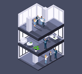 Office multi-storey building. Three levels of floors are leased to entrepreneurs. Specialists of medium and small businesses are setting up their offices