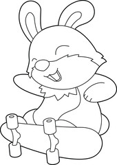 Rabbit Skater Skateboard Animal Vector Graphic Art Illustration