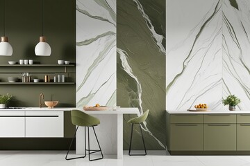 Elegant Olive Green and White Marble Texture for Stylish Wall and Kitchen Design