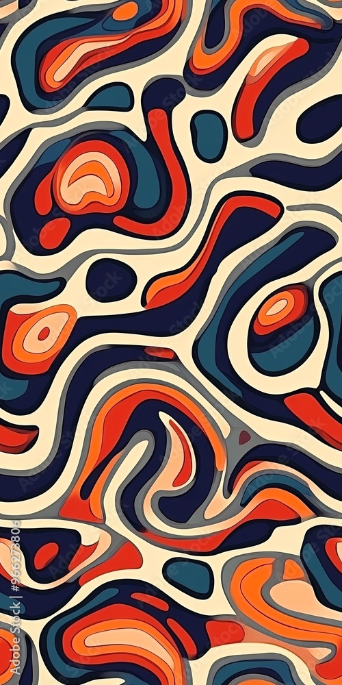 Aufkleber colorful organic shapes intertwine to create an energetic and unique patterned design