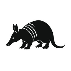 Obraz premium A Black and White Armadillo vector illustration clipart, black color silhouette 