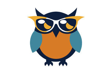 A cool vintage style owl wink sun glasses on the white background vector art illustration