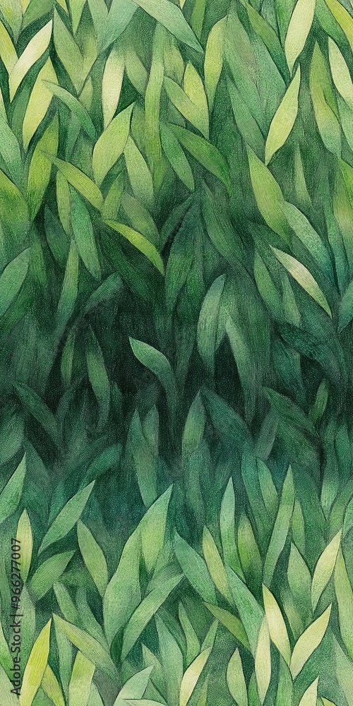 Poster a vibrant array of green leaves intertwines creating a soothing and natural backdrop