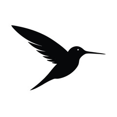 Obraz premium A flying Hummingbird vector illustration, Black color silhouette white background 