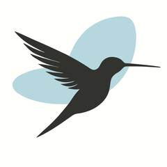 Fototapeta premium A flying Hummingbird vector illustration, Black color silhouette white background 