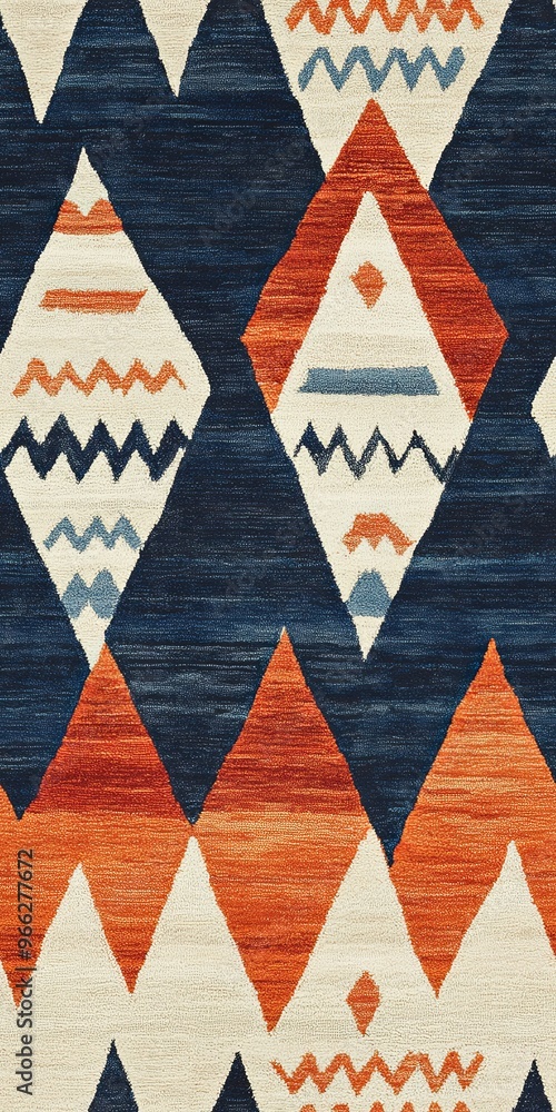 Poster a captivating design featuring colorful diamonds and zigzag patterns perfect for decor