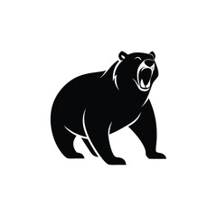 Fototapeta premium A standing angry bear vector illustration, Black color silhouette white background 