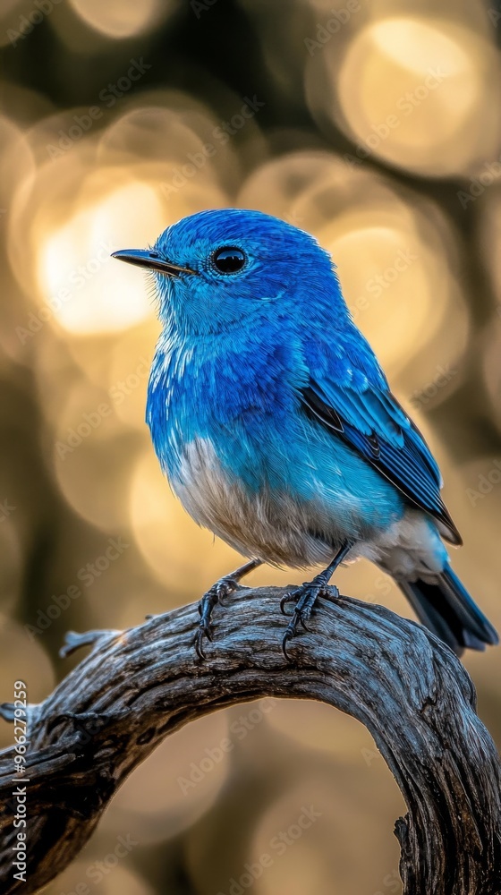 Aufkleber bluebird perched on a branch with bokeh background, nature concept