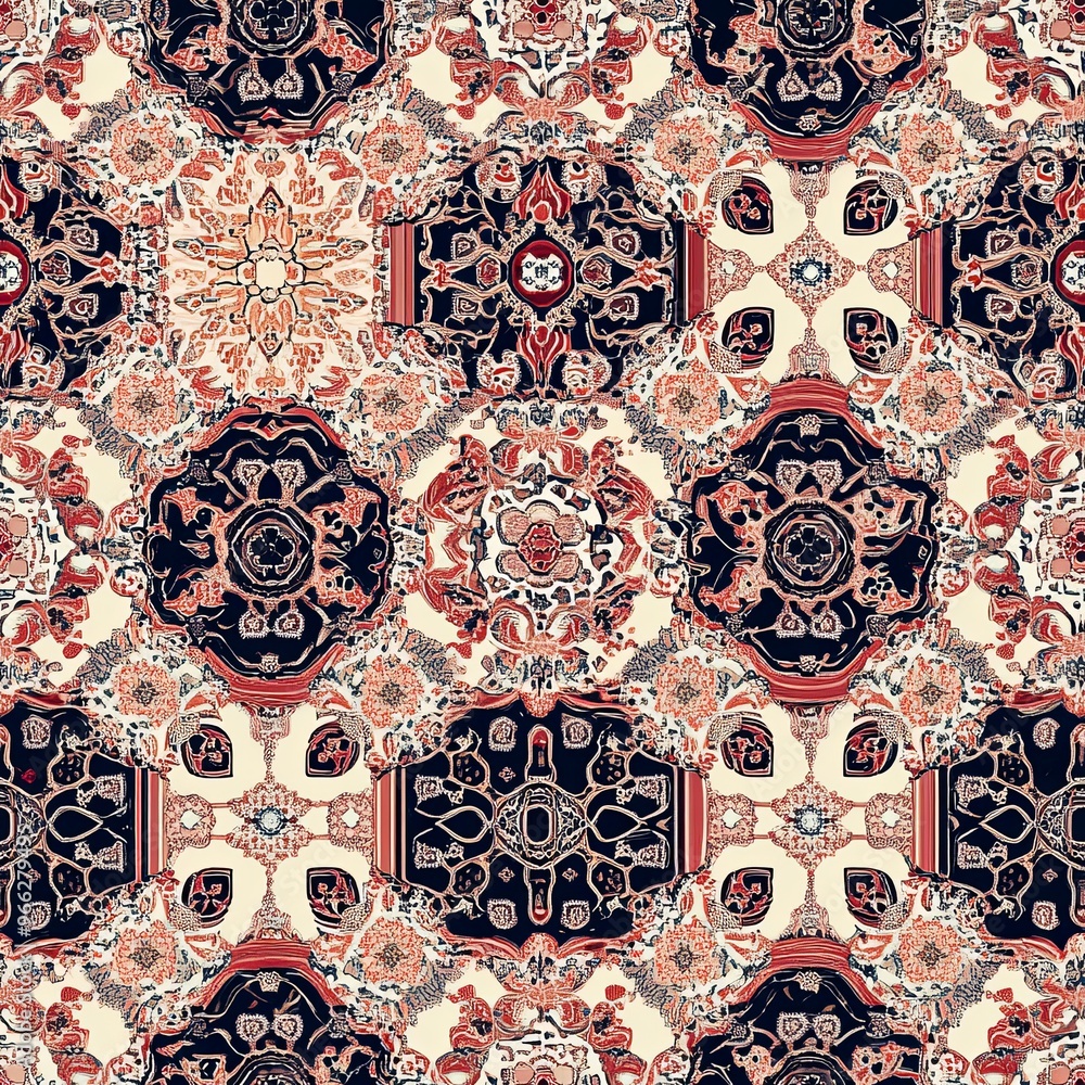 Poster delicate motifs and lush colors create a captivating vibrant continuous design