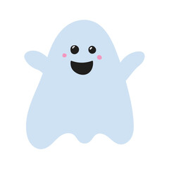 Cute Halloween ghost icon. Vector illustration