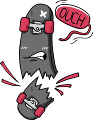 Broken Skateboard Urban Illustration Cartoon